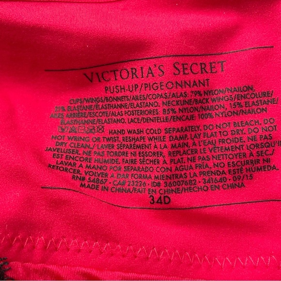 Victoria's Secret Bra Red and Black Lace 34D - Picture 7 of 8